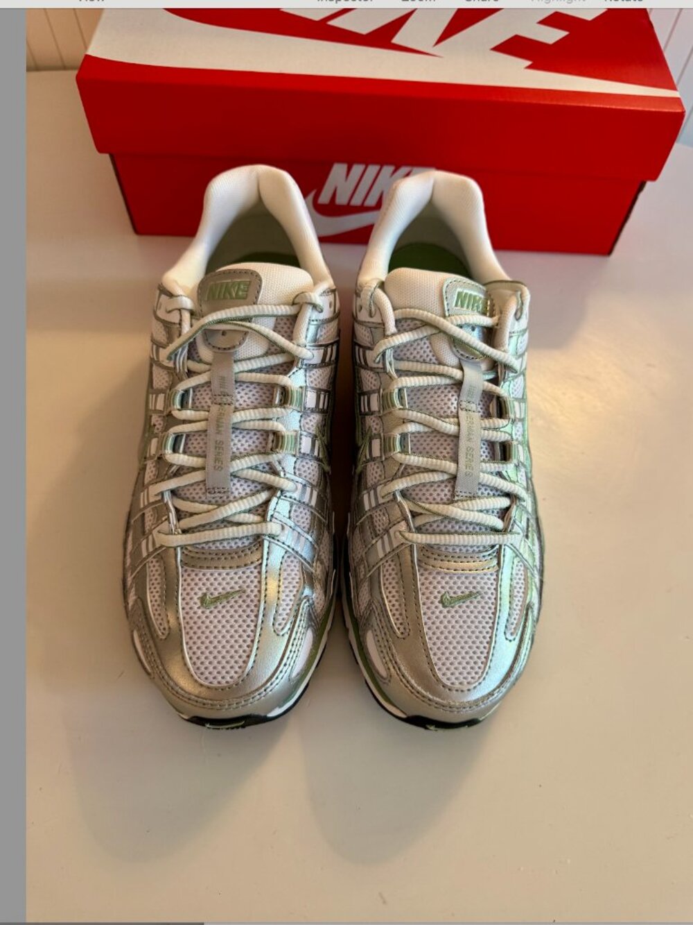 Nike P-6000 Metallic Silver / Steam (Green) / White NIB 🩷 FREE SHIPPING - Picture 2 of 5